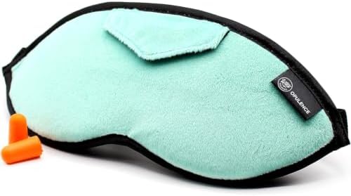 Dream Essentials Opulence Micro Plush Sleep Mask, Calm Sea Green Eye Mask for Sleeping with Earplugs, Front Pocket, Adjustable Strap, Cotton Lining, Light Blocking Travel Accessory for Night Rest by WildEssentials