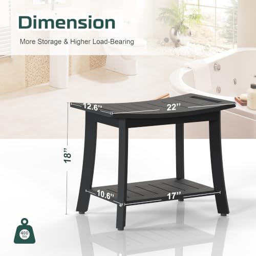 Waterproof HIPS Shower Bench for Inside Shower, Shower Stool, Black - Image 3