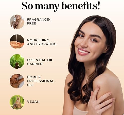 Unscented Massage Oil for Massage Therapy - Gentle and Luxurious Unscented Body Oil Full Body Care with Sweet Almond Sunflower Jojoba and Vitamin E - Vegan Non GMO & Gluten Free (8 Fl Oz) - Image 2