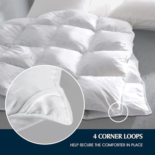Serta Goose Feather Down Fiber Cotton Comforter Twin Size - 100% Cotton Duvet Insert - Hotel Luxury Hypoallergenic Bedding Comforter Extra Warmth 68 x 90 Inch White - Image 4