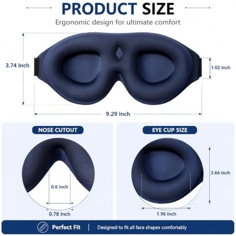 ALASKA BEAR Memory Foam Sleep Mask, Contoured Eye Cups for Women Men, Blue - Image 6