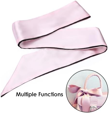 FRESHME 2pcs Satin Blind Eye Sleeping Mask - Silk Adjustable Satin Blindfold Gift Soft Eye Covers for Travel Nap Bedroom, Double Sides Pink & Black+Black 2pc Set - Image 6