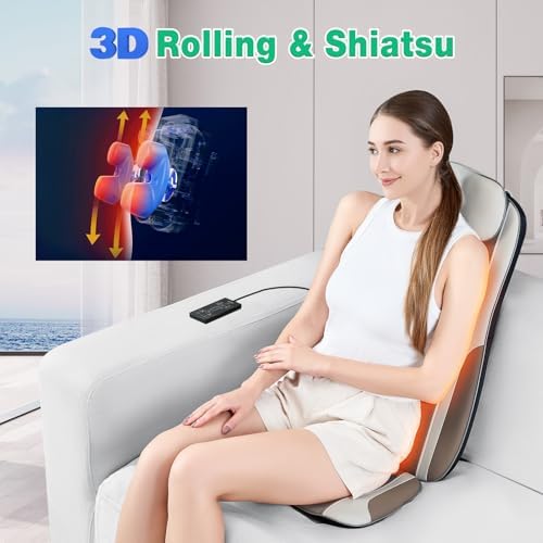 Shiatsu Back Massager with Heat, Massager Chair Pad for Pain Relief Deep Tissue with Smart Timer, Kneading Seat Cushion Vibration for Office, Home, and Travel Use - Image 2