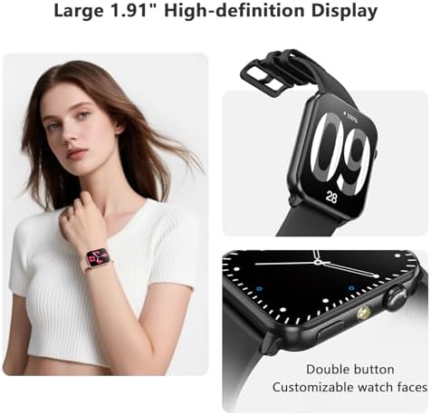 Blackview Smart Watch for Men Women,1.91" HD Touchscreen Fitness Watch with Flashlight, Bluetooth Notifications/Make Calls, Heart Rate/Sleep Monitor/2 Straps, Fitness Watch for Android/iPhone - Image 2