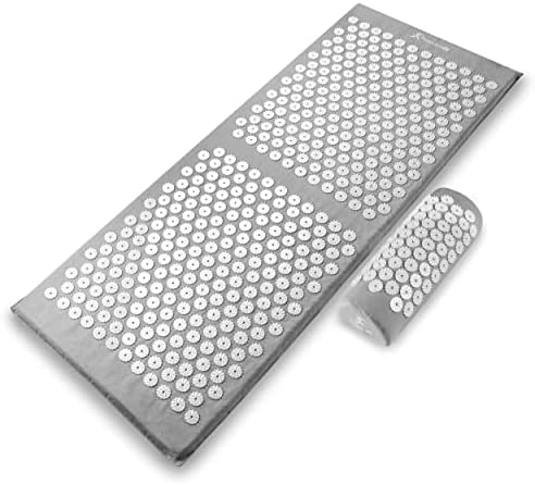 ProsourceFit Acupressure Mat and Pillow Set for Back/Neck Pain Relief and Muscle Relaxation, XL - Grey/White by PROSOURCE