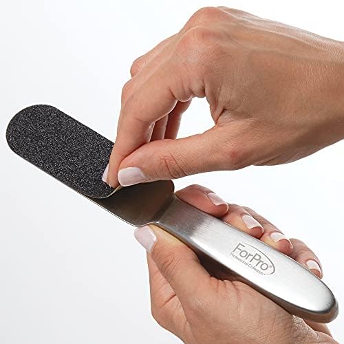 ForPro Professional Collection Stainless Steel Pedi File Kit - 100% Sanitizable Pedicure File for Heels and Feet - Includes Six Black 80 Grit and Six White 180 Grit Refill Strips- 8.5" L - Image 6