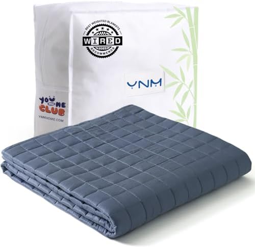 YnM Exclusive Cooling Weighted Blanket Rayon, Bed Blanket for One Person of 110lbs, Ideal for Twin/Full Bed (48x72 Inches, 12 Pounds, Blue Grey) by YNM
