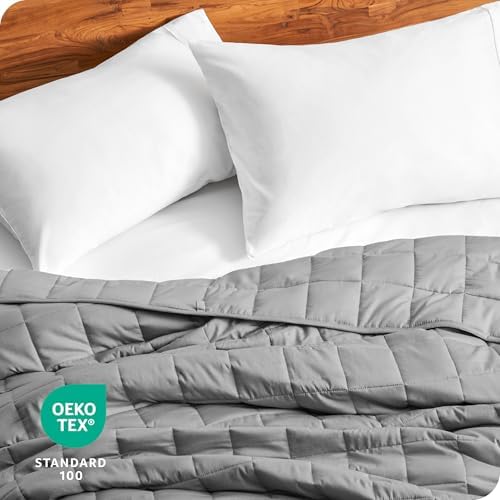Bare Home Cotton Weighted Blanket (Light Grey, 60"X80" 22lbs) - Image 6