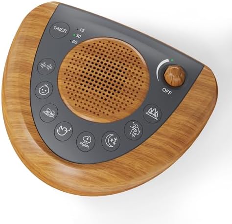 Raynic Noise Machine, Battery Powered Sound Machine, Portable Sleep Machine with 36 Natural Soothing Sounds, Timer, USB Port, Headphone Jack for Baby, Kids, Adults, Travel, Office (Yellow Wood Grain) by Raynic