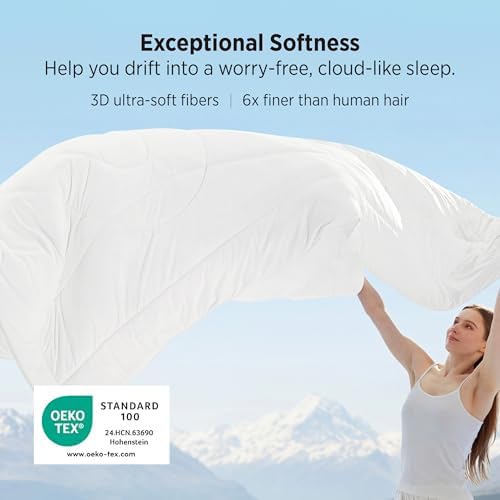 Bedsure Cooling Comforter Queen Size - Cooling Blankets for Hot Sleepers, Lightweight Comforter for Summer with Dual-Sided Cool Tech, Soft Breathable Cold Blanket for Sleeping, White, 88x88 Inches - Image 5