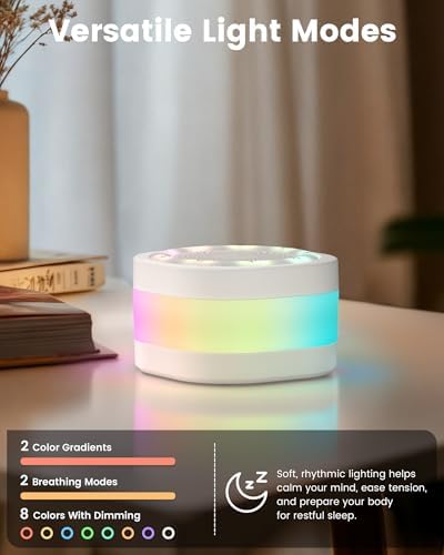 Glocusent White Noise Sound Machine with 44 Soothing Sounds 12 Colors Night Light Noise Machine for Baby Kids & Adults Sleep Machines, Sound Therapy for Home, Travel, Registry Gift - Image 4