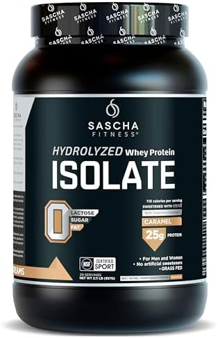 SASCHA FITNESS Hydrolyzed Whey Protein Isolate,100% Grass-Fed (2.11 Pounds) (Caramel Flavor) by SASCHAFITNESS