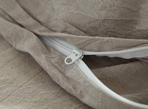 F.Y.Dreams 100% Washed Cotton Duvet Cover for Weighted Blanket 48x72 inches with 16 Ties, Zipper on Long Side/Khaki/Just Duvet Cover - Image 3