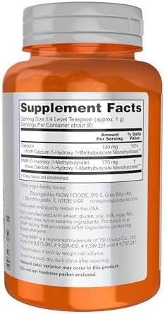 NOW Foods Sports Nutrition, HMB (β-Hydroxy β-Methylbutyrate)Powder, Sports Recovery*, 90 Grams - Image 2