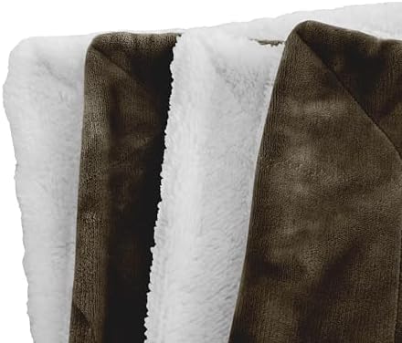 Elegant Comfort Luxury Ultra-Plush Velvet Touch Fleece Throw Soft, Warm, Cozy| Micromink Sherpa-Backing Reversible Blanket for Bed, Sofa and Couch, Solid Brown - Image 3
