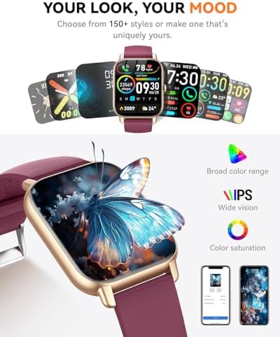 Smart Watches for Men Women, Fitness Tracker with Activity Counter/Sleep Monitor, IP68 Waterproof Smart Watch for Android iPhone iOS Compatible (Deep Burgundy, 1.83) - Image 5