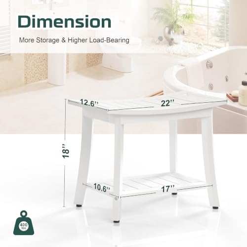 Waterproof HIPS Shower Bench for Inside Shower, Shower Stool, White - Image 3
