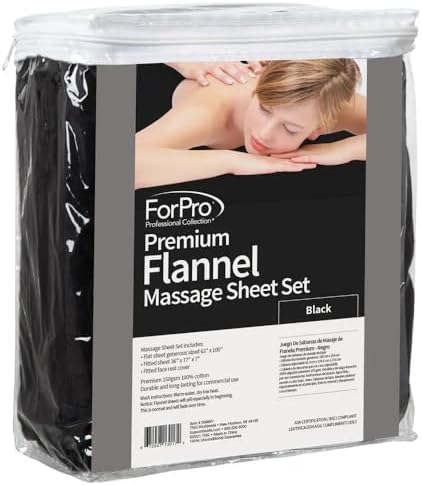 ForPro Premium Flannel 3-Piece Massage Sheet Set, Black - Image 3