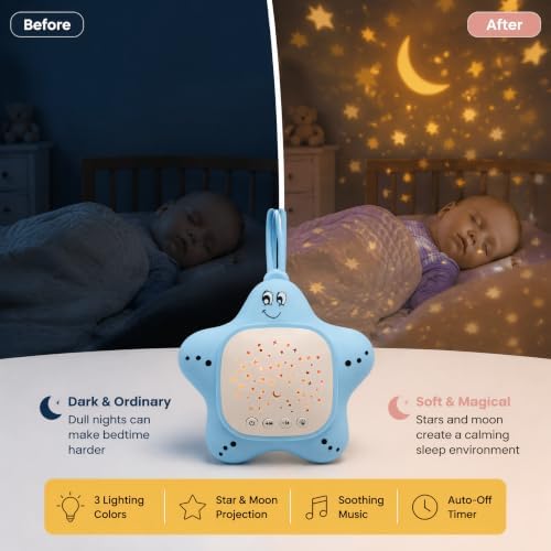 Portable Baby White Noise Sound Machine with Sleep Soothing Star Projector - Image 3