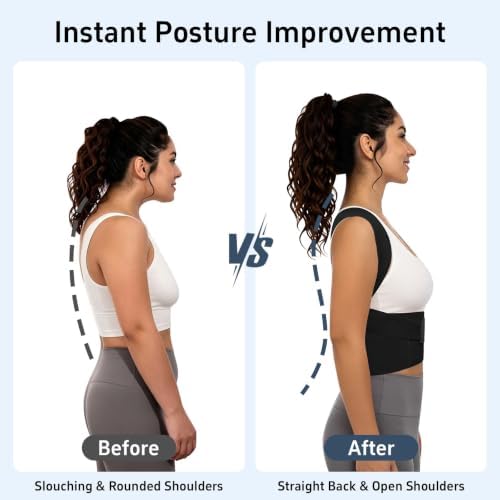 Posture Corrector for Women and Men Plus Size Full Back Support Brace Straightener Scoliosis Spine Upper Back Pain Relief Adjustable Shoulder Instant Posture Corrector with Hunchback (Black, Large) - Image 3