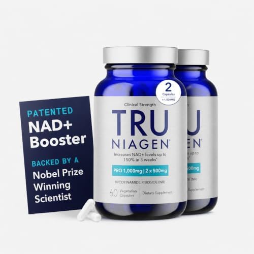 TRU NIAGEN Patented NAD+ Supplement | Nicotinamide Riboside (NR) | 30-1000mg Servings (2x500mg, Take 2 Daily) | 2-Pack by TruNiagen