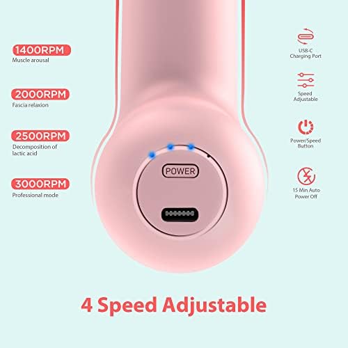 NEPQ Mini Massage Gun, SK6 Fascial Gun Portable Deep Tissue Percussion Muscle Back Head Massager for Pain Relief with 4 Massage Heads 4 Speed High-Intensity Vibration Rechargeable (Pink) - Image 4