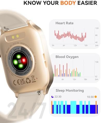 Smart Watches for Women Men, Fitness Tracker Watch with 110 Sports Modes, Step Counter/Sleep Monitor/Pedometer, IP68 Waterproof, Bluetooth Call & Music Control Smartwatch for iPhone/Android,Gold - Image 4