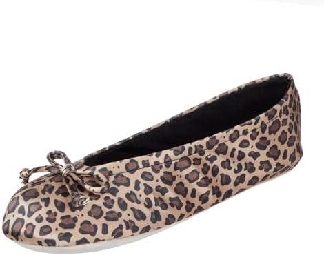 Isotoner Women's Satin Ballerina Slippers with Classic Ribbon Bow and Suede Sole by Isotoner
