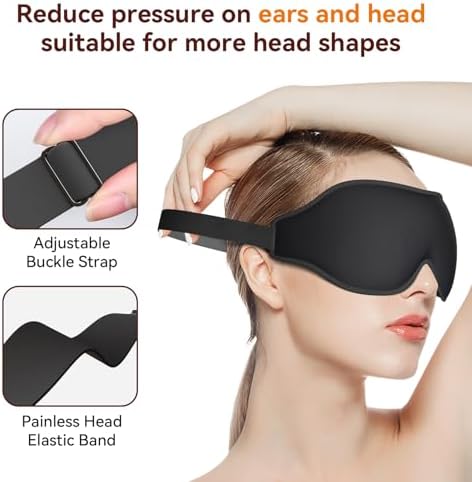 Sleep Mask, EVA BELLE Eye Mask for Sleeping, Light Blocking Sleeping Mask, Soft Breathable Sleep Masks for Women Men, Smooth Sleep Eye Mask Eye Cover, Soft Eye Shade Cover 3D Memory Foam, Adjustable - Image 2