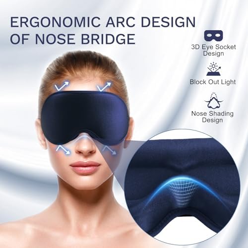 99% Fully Block Out Light Eye Sleep Mask, 3D Deep Contoured Eyes Cover Zero Pressure, Long Lash Extension Eyes Mask with Adjustable Straps for Sleeping Travel Home Nap Rest Women Men (Dark Blue) - Image 4