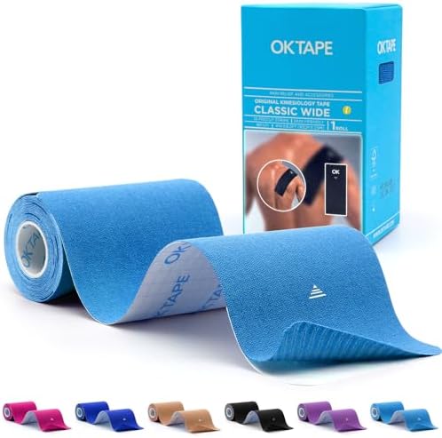 OK TAPE Extra Wide Kinesiology Tape for Shoulder, Back, Precut Strips by OKTAPE