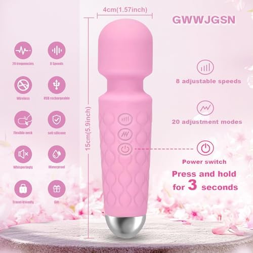 GWWJGSN Handheld Cordless Vibrating Neck Back Massager (Rose Pink) - Image 2