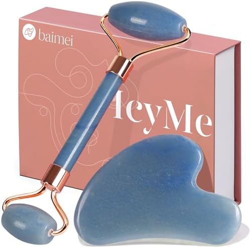 BAIMEI IcyMe Gua Sha & Jade Face Roller Set,Facial Beauty Skin Care Tools by BAIMEI