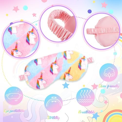 Cuffbow 6 Pack Fuzzy Sleep Masks Plush Eye Mask,Unicorn,Colorful - Image 3