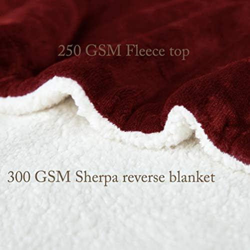 LBRO2M Sherpa Fleece Bed Blanket Super Soft Plush Warm Throw Queen 90"X90" - Image 4