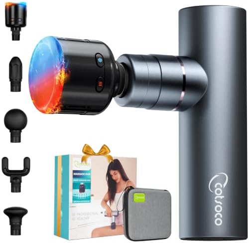 cotsoco Mini Massage Gun with Heat and Cold, Deep Tissue Percussion Muscle Massager, Portable Full-Metal Handheld Massager, Gift for Men Women, Gym Travel Recovery by cotsoco