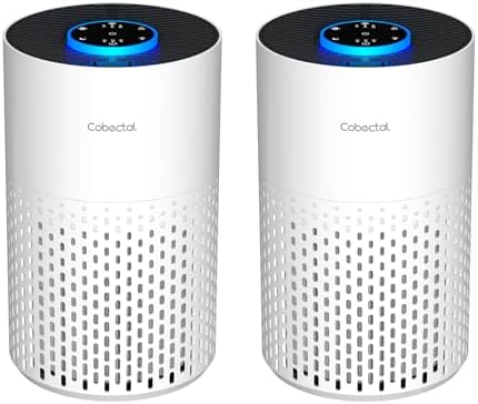 2 Pack Cobectal Air Purifiers for Home Bedroom with 3-in-1 Filter, White by cobectalsupplier
