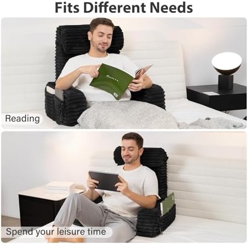 ENITYA 24" XXL Back Pillow for Bed Sitting Up with Armrests & Big Pockets - Image 4