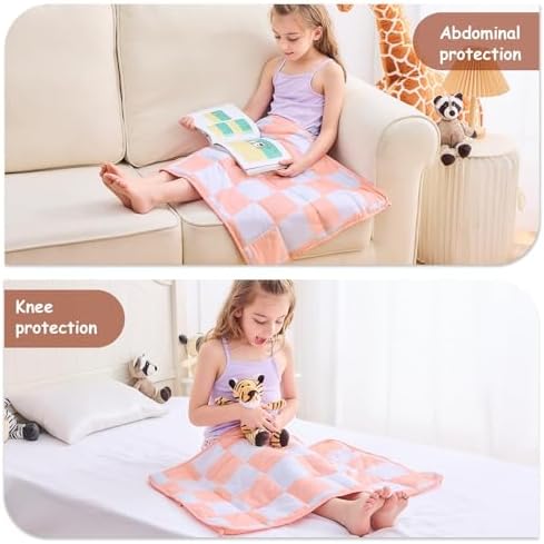 yescool Pink Checkered Weighted Lap Pad 2 Pounds Cooling Weighted Lap Blanket, Plaid Small Weighted Blanket, Weighted Throw Blankets Gifts for Travel Indoor Outdoor, 20"x30" - Image 3