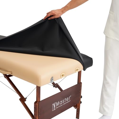 Master Massage Rectangular Universal Fabric Fitted PU Vinyl Leather Ultra-Durable Massage Table Protection Cover-Replacement Cover Protector Black - Image 4
