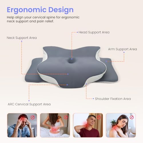 Cervical Neck Pillow, Ergonomic Neck Pain Relief Memory Foam Support Pillow - Image 6