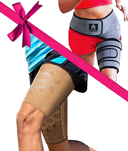 Sparthos Thigh Compression Sleeves [Desert Beige - XXL] x Hip Brace [Left Leg] by Sparthos