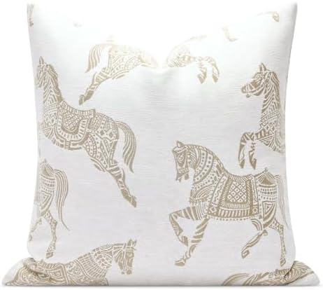 Throw Pillow Cover 18x18'' Inches, Double Sided Horse Chenille Jacquard Embroidery Couch Sofa Pillow Cushion Covers, Modern Equestrian Decorative Pillows Cover for Living Room Bedroom by AIBUHOME