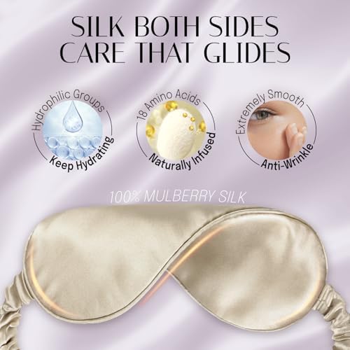 OLESILK Silk Sleep Eye Mask Blindfold with Double Layer Silk Filling for Full Night's Sleep, Luxury Eye Cover Eyeshade for Women Men with Travel Bag and Ear Plugs, Taupe - Image 5