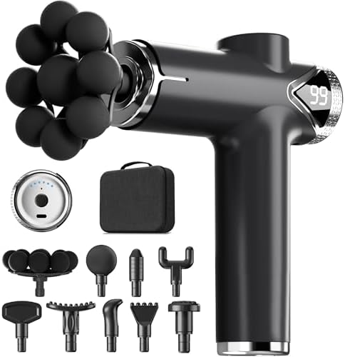 LEERCON Massage Gun Deep Tissue Back Massager for Pain Relief with 9 Heads by leercon