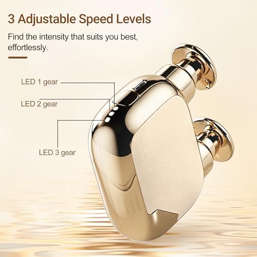 UFFAE Mini Dual-Head Massage Gun with 4 Heads 3 Speed Levels, Golden - Image 3