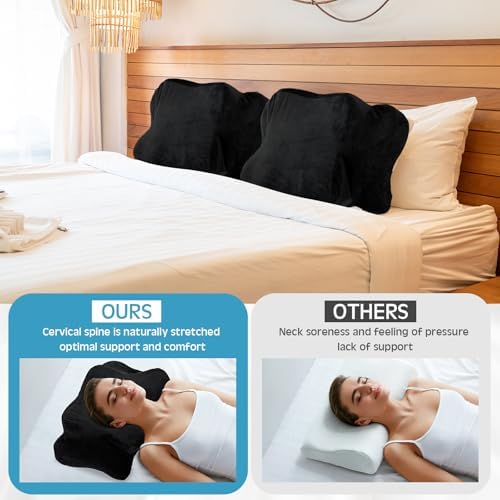 Hahafelt Cervical Neck Pillow Case Plush with Zipper, Black, Queen Size - Image 3