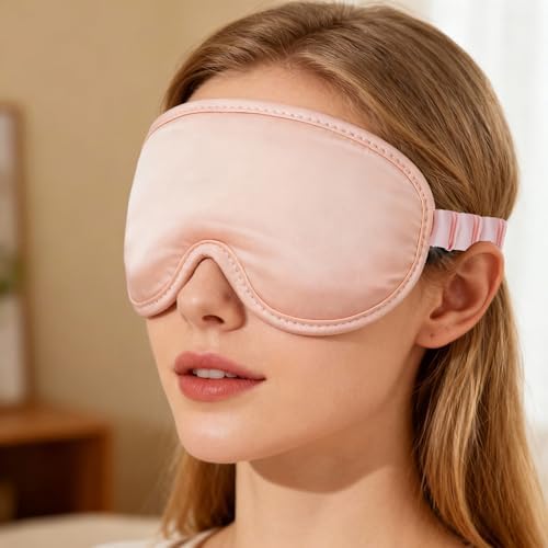 ALASKA BEAR Upgraded Silk Eye Mask with Deep Contour Molded Cups for Beauty Sleep & Lashes Extensions, Zero Pressure Sleeping Eye Cover with Silk-Cover Adjustable Strap - Image 3