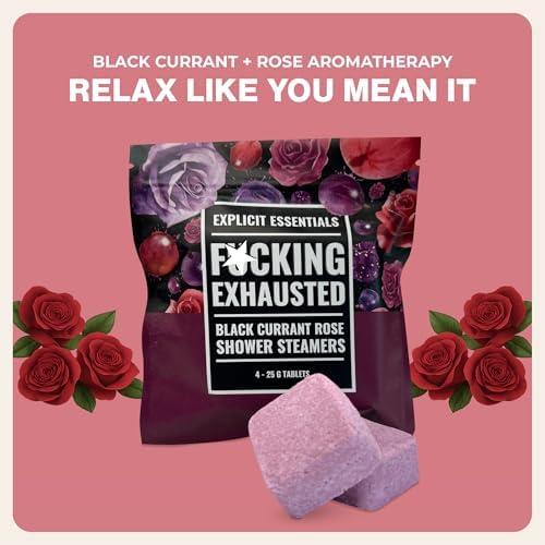 Explicit Essentials F Exhausted Shower Steamers | Black Currant Rose Aromatherapy Shower Steamer Tablets for Relaxation & Stress Relief | Spa Shower Gift for Self-Care, Birthdays & Holidays - Image 5