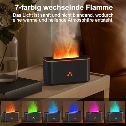 Mini Colorful Flame Essential Oils Diffuser, 160ml Ultrasonic Aroma Diffusers with Cool Mist Aromatherapy Humidifier, 7 Colorful Light, Whisper-Quiet, Auto-Off, 8Hours for Home, Office, Bedroom - Image 3